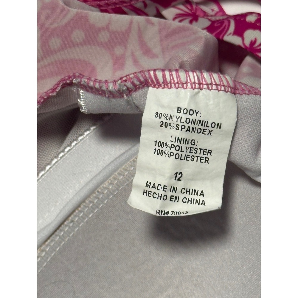 Pink Floral Tropical Tankini Swim Top Adjustable Straps Size 12 RN 73853 - Picture 4 of 4